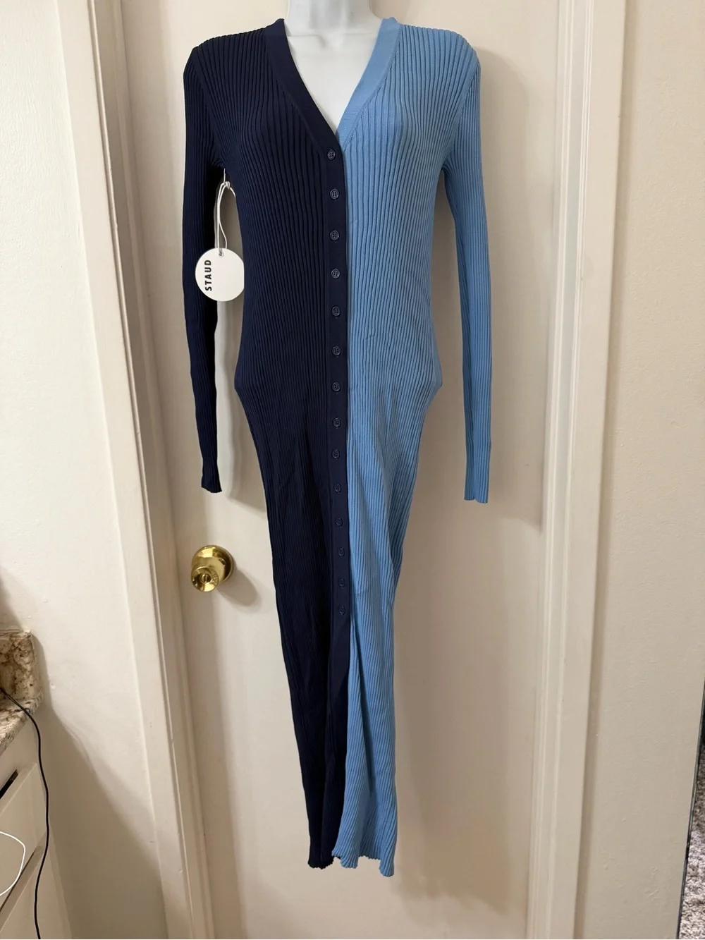 STAUD Shoko Sweater Dress in Navy Sky - Picture 2 of 6